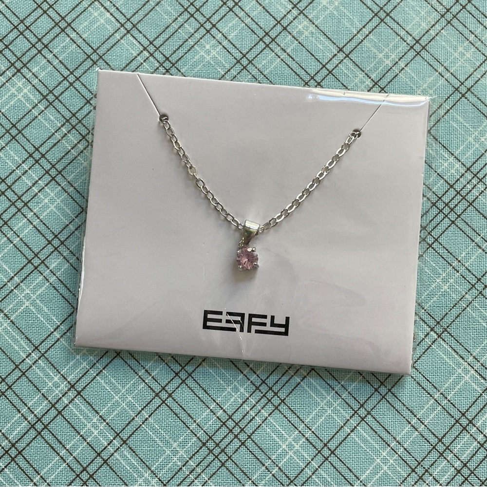 EFFY Pink Crystal Pendant Silver Tone Necklace